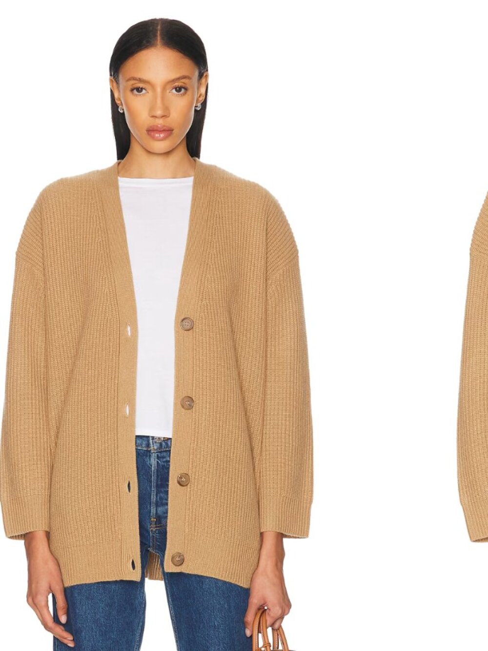 Jenni Kayne Cashmere Cocoon Sweater Cardigan in Camel